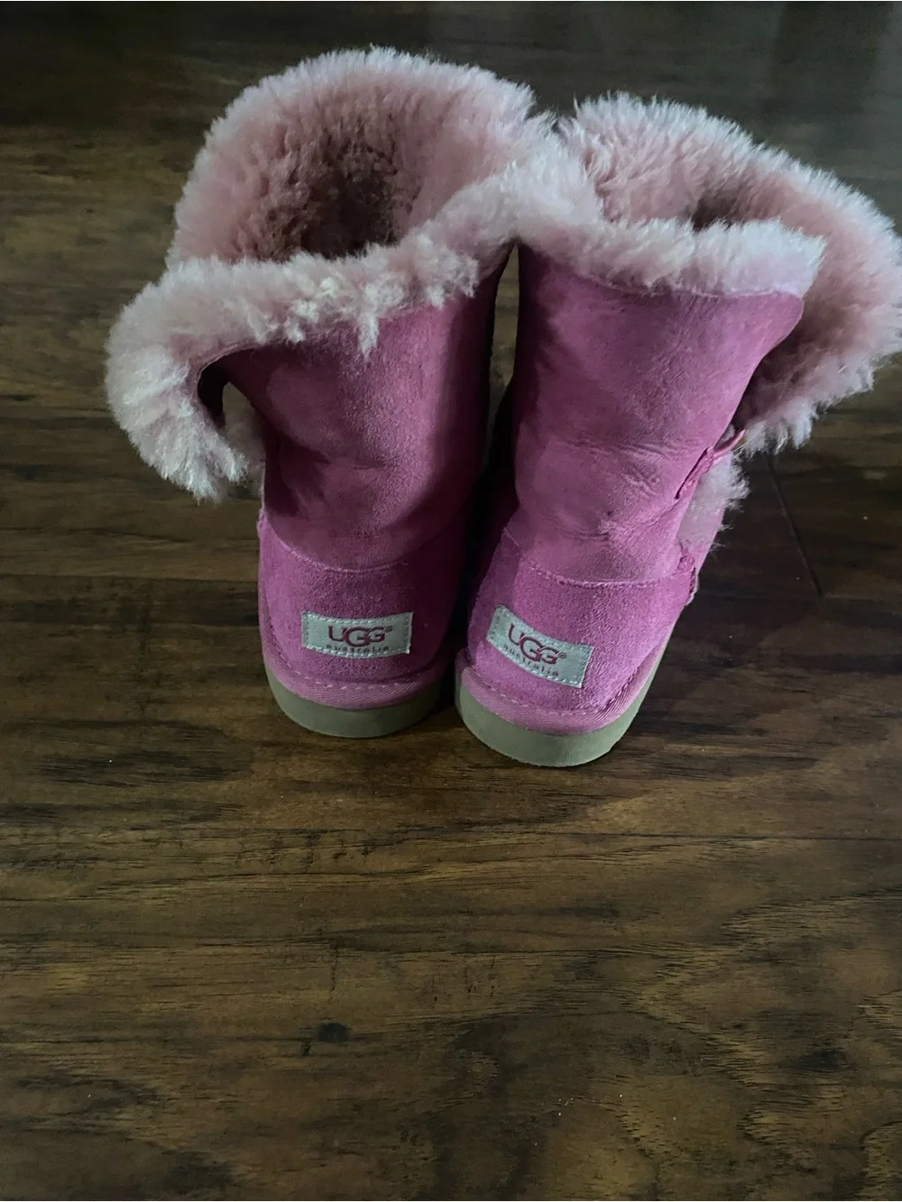 UGG Kids Pink Suede Shearling-Trim Boots